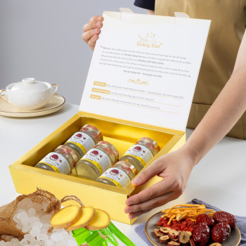 NƯỚC YẾN CAO CẤP HOÀNG KIM ( Hộp quà tặng 05 hũ) NƯỚC YẾN CAO CẤP HOÀNG KIM ( Hộp quà tặng 05 hũ)